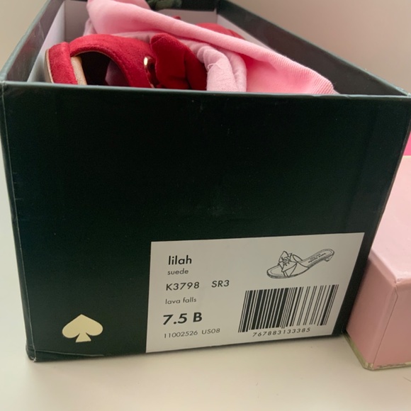 KATE SPADE Lilah Red Suede Knotted Bow Slide Sandals Mules In Lava Falls 7.5 - Picture 6 of 13